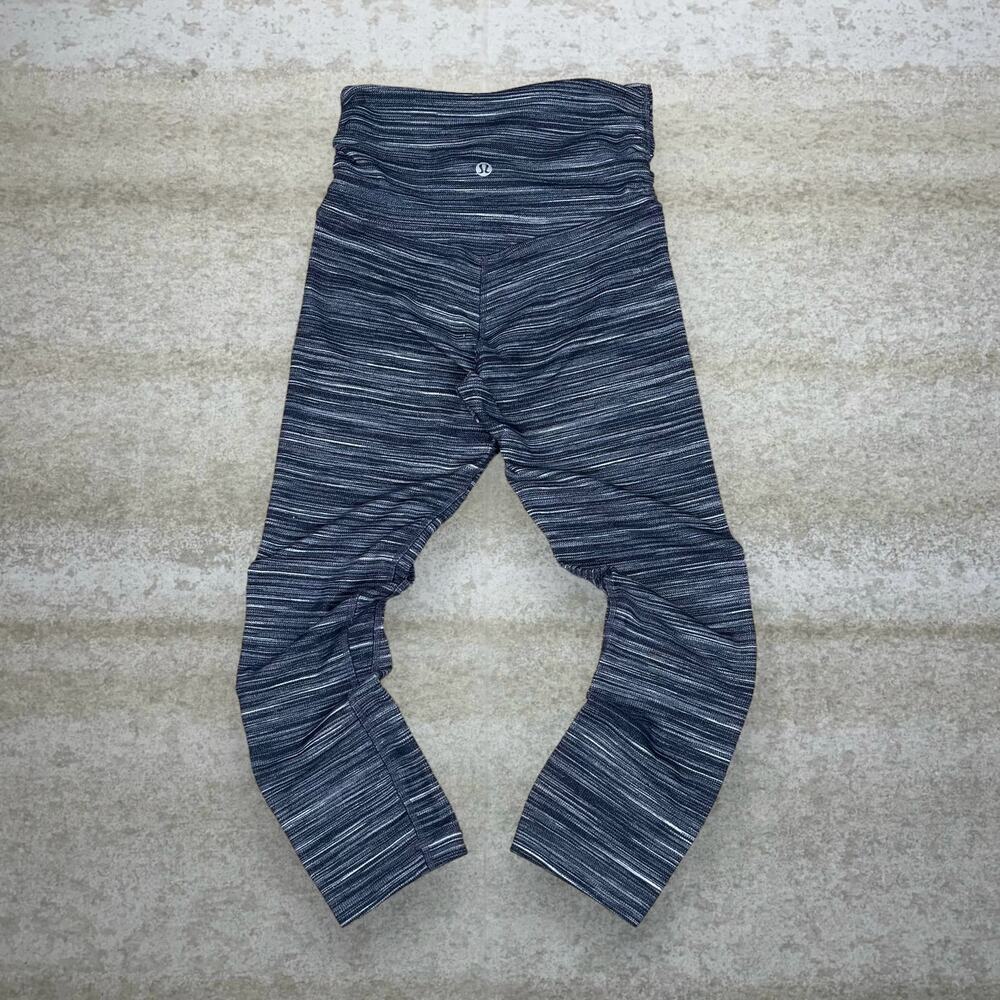 Vintage Y2K Lululemon Cross Waist Leggings Size 2 Heather Grey Reflective Logo